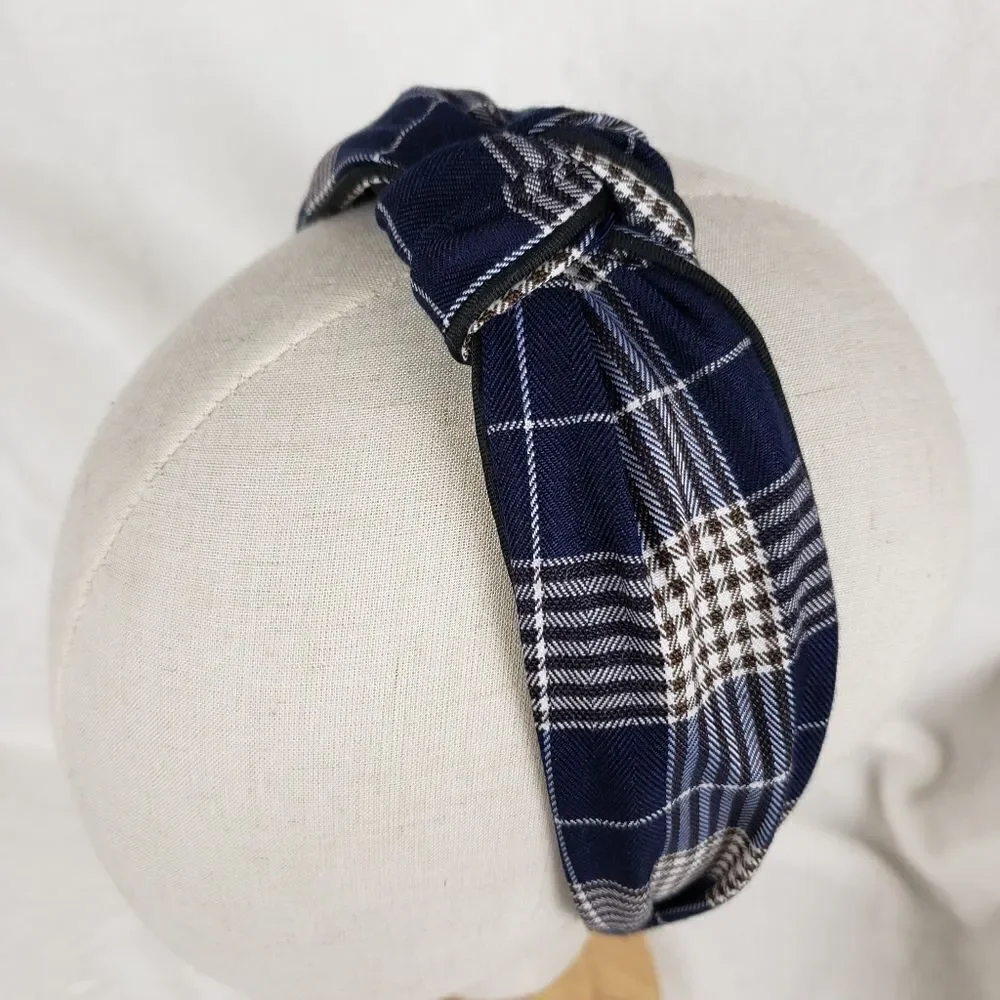 Classic Plaid Top Knot Headband